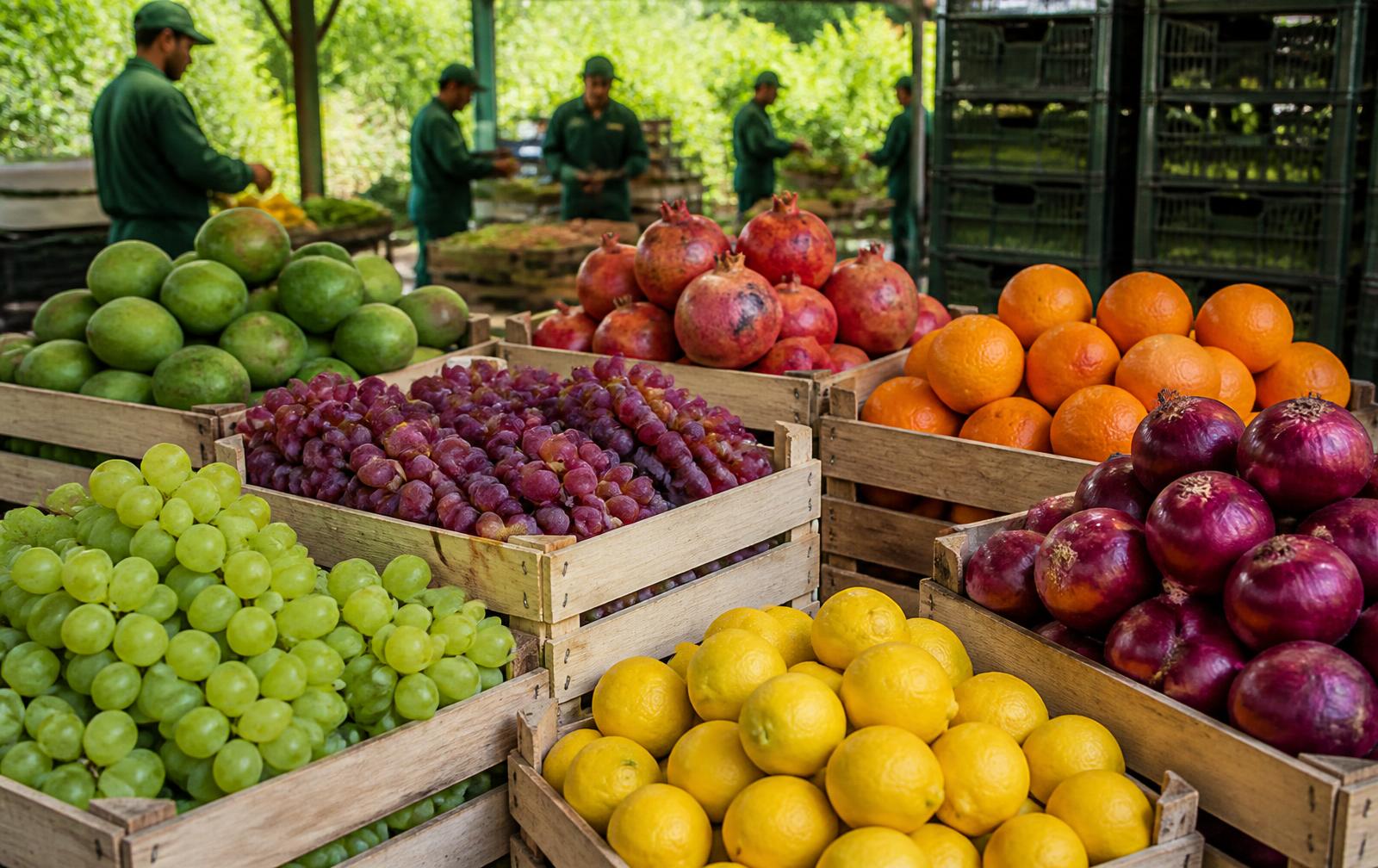 Fresh Egyptian produce being prepared at a farm packing house